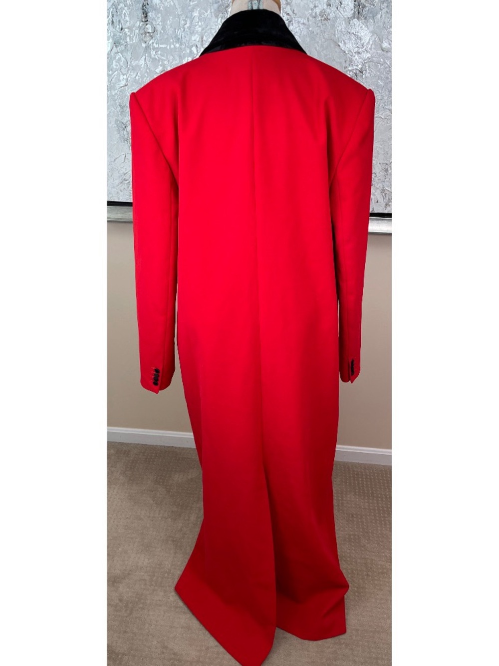 RETROFETE Constance Double Breasted Long Cardinal Red Over Coat Size S/M - Picture 10 of 11